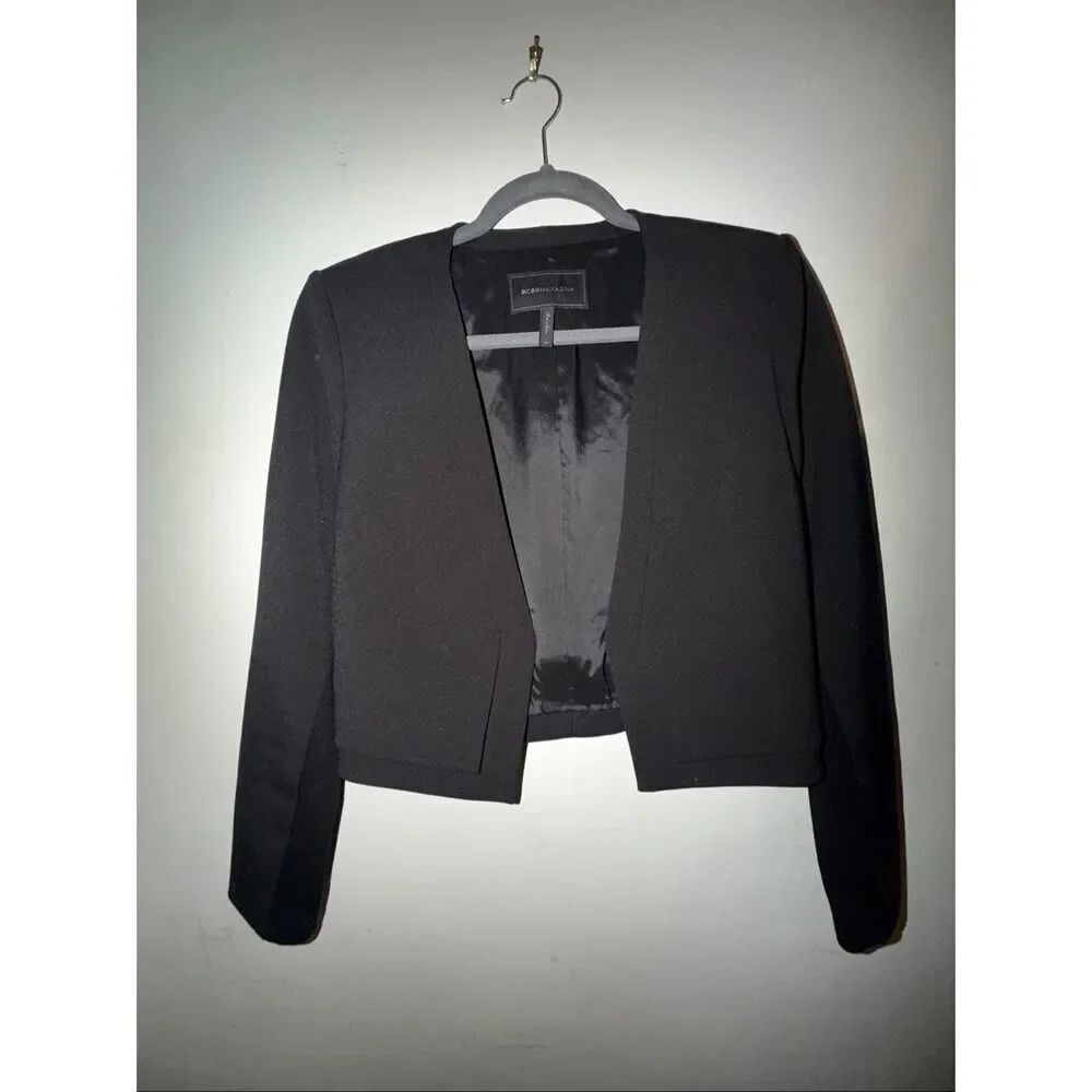 BCBG MAXAZRIA WOMENS BLACK LONG SLEEVE BLAZER JACKET size M